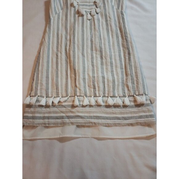 Striped Sleeveless Linen Blend Dress With Tassel Details By Eliza J Size 0 - Picture 8 of 16